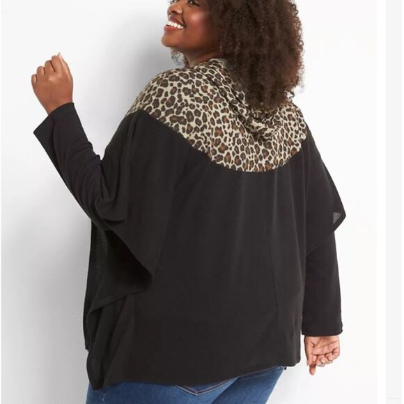 Lane Bryant leopard print hooded poncho - Picture 2 of 7